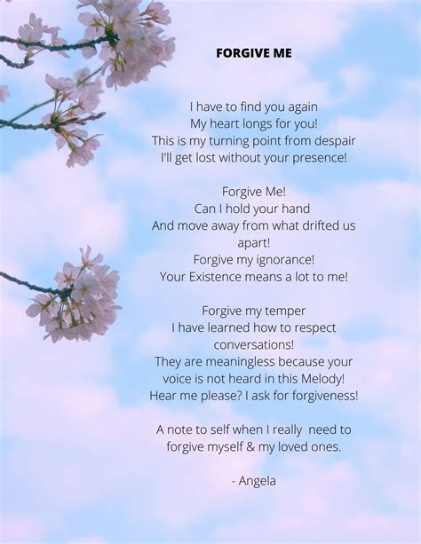 Forgiveness poems. Apr 4, 2013 ... I've decided to join the NaPoWriMo 2013 challenge where you'll write 30 poems in 30 days and below is my first poem :). 