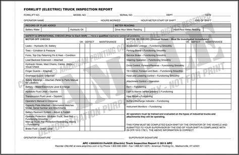 Forklift Inspection Forms Osha Forms NTc2MA Resume Examples
