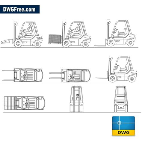 Forklifts views DWG Drawing. Free download in …