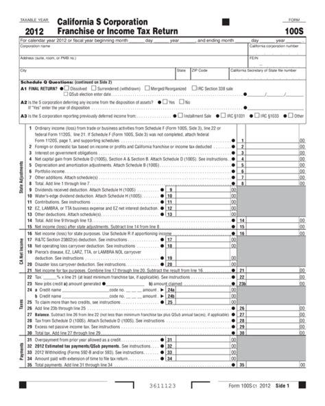 Form 100s franchise tax board. 3611213 Form 100S 2021 Side 1 B 1. During this taxable year, did another person or legal entity acquire control or majority ownership (more than a 50% interest) of this corporation or any of its subsidiaries that owned California real property (i.e., land, buildings), leased 