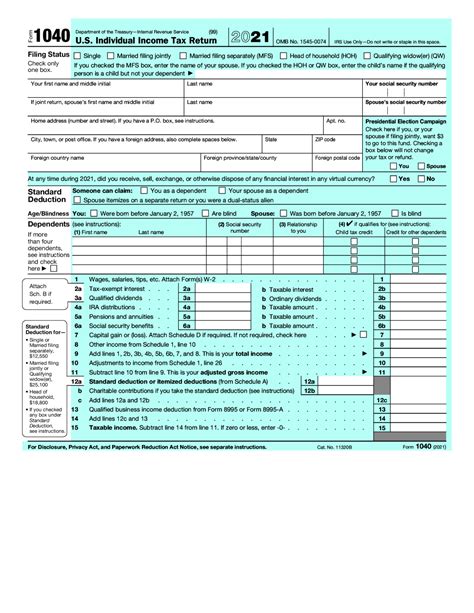 Form 1040 2022 Example Calendar Printable