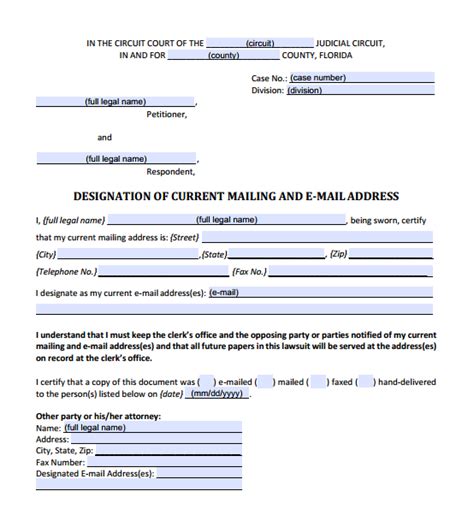 Form 12.915 Designation of Current Mailing and Email Address