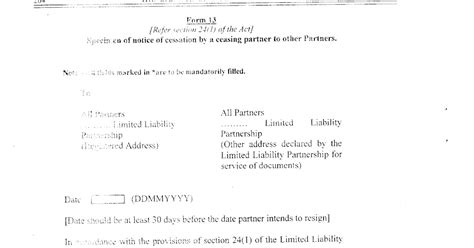 Form 13 Resignation Letter by Designated Partner in LLP (.Doc)