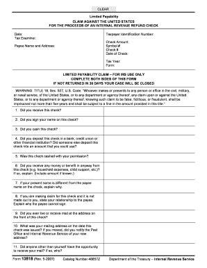 Form 13818 Limited Payability - REGINFO.GOV