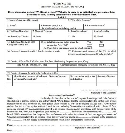 Form 15G and Form 15H in Tax