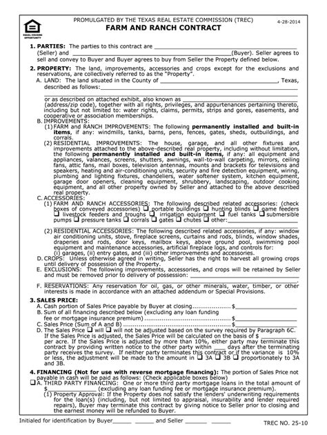 Form 25-5, FARM AND RANCH CONTRACT - listsmarttexas.com