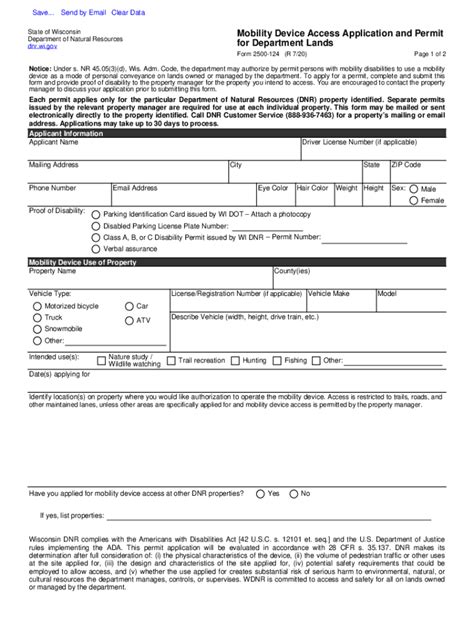 Form 2500 124 Mobility Device Access Application and Permit for