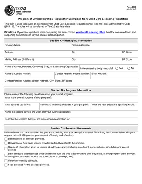 Form 2839 Download Fillable PDF or Fill Online Program of Limited