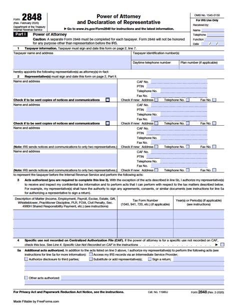 Form 2848 Fill Out Online IRS Power of Attorney Instructions FormSwift
