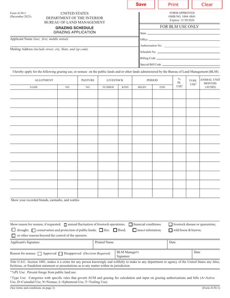 Form 41301B Download Fillable PDF or Fill Online Grazing Application