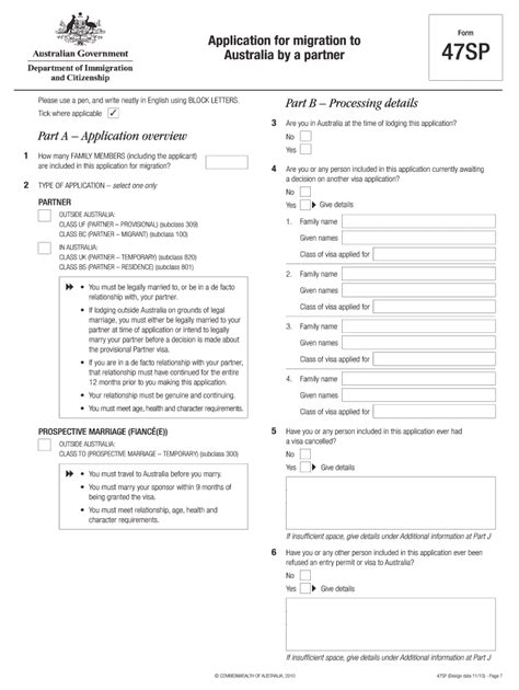 Form 47SP & 40SP Couple of questions Australia Forum