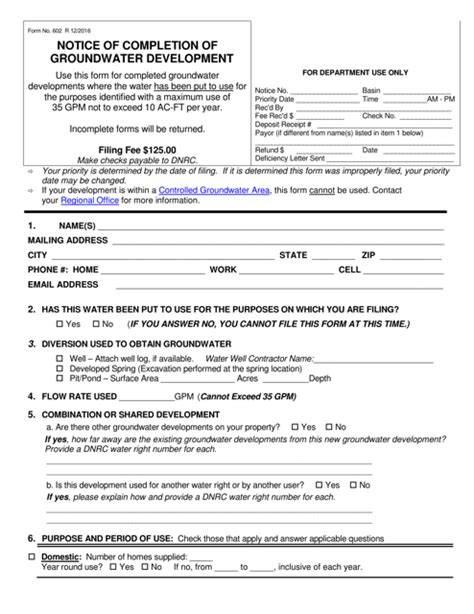 Form 602 Download Fillable PDF or Fill Online Notice of Completion of