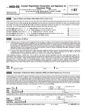 Form 8453EO Exempt Organization Declaration and Signature for