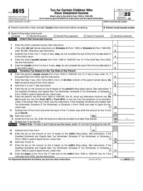 Form 8615 Line 5 Worksheet