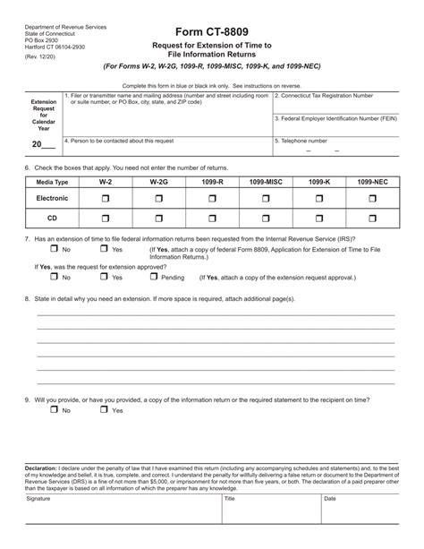 Form 8809 Request For Extension Of Time To File Information Returns