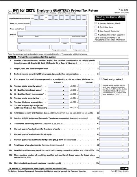 Form 941 For Q2 2021 Includes 23 Changes