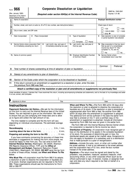Form 966 Fill Out and Sign Printable PDF Template signNow