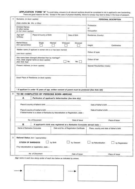 Form B Application for Barbados Passport Fill and Sign Printable