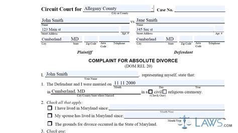 Form CCDR20 Complaint For Absolute Divorce YouTube