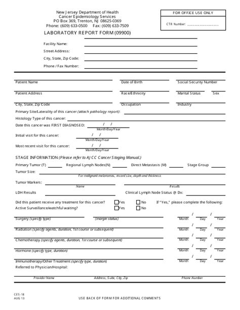 Form CES18 Download Printable PDF or Fill Online Laboratory Report