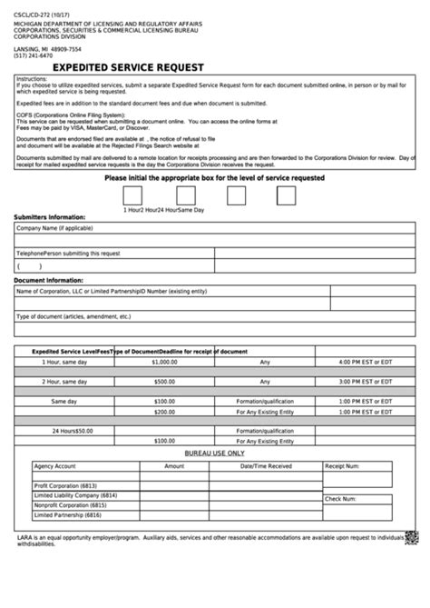 Form CSCL/CD272 Download Fillable PDF or Fill Online Expedited Service