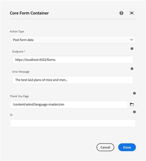Form Container Component Adobe Experience Manager