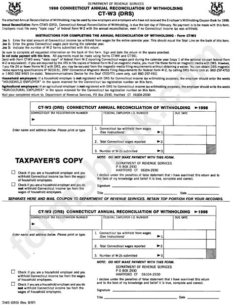 Form CtW3 (Drs) Connecticut Annual Reconciliation Of Withholding