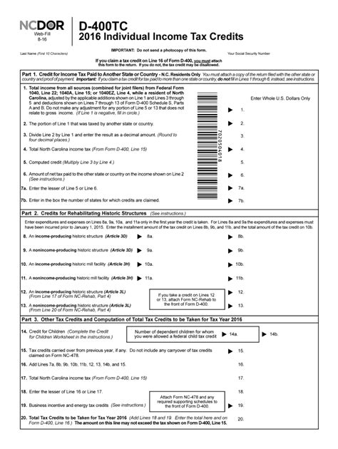 Form D 400Tc Fill Out and Sign Printable PDF Template signNow