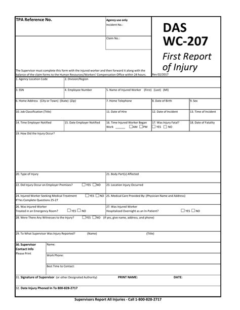Form DAS WC207 Download Fillable PDF or Fill Online First Report of