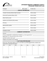 Form DOC21964 Download Printable PDF or Fill Online Offender Reentry