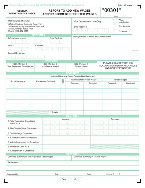 Form DOL3C Download Printable PDF or Fill Online Report to Add New