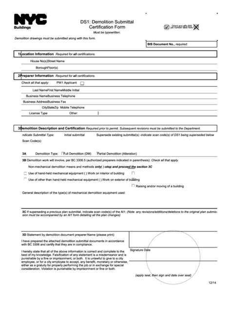 Form DS1 Download Fillable PDF or Fill Online Demolition Submittal