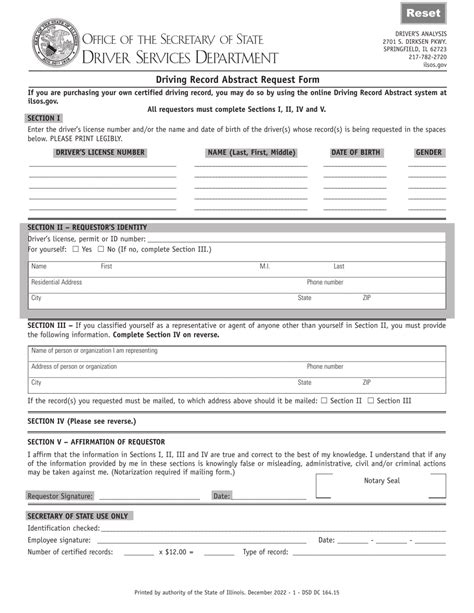 Form DSD DC164 Download Fillable PDF or Fill Online Driving Record