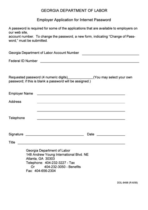 Form Dol8498 Employer Application For Password
