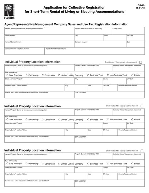 Form Dr1c Application For Collective Registration For ShortTerm