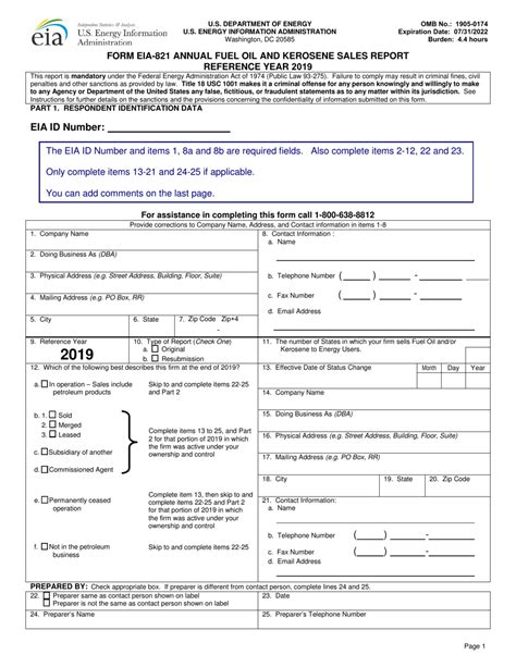 Form EIA821 Download Fillable PDF or Fill Online Annual Fuel Oil and