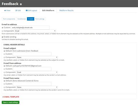Form Emails Web Express Support
