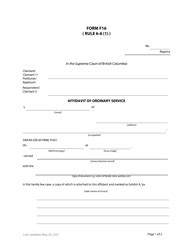 Form F16 Download Fillable PDF or Fill Online Affidavit of Ordinary