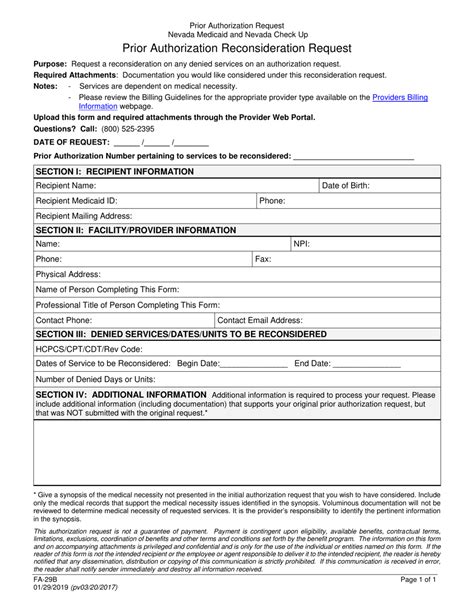 Form FA29B Download Fillable PDF or Fill Online Prior Authorization