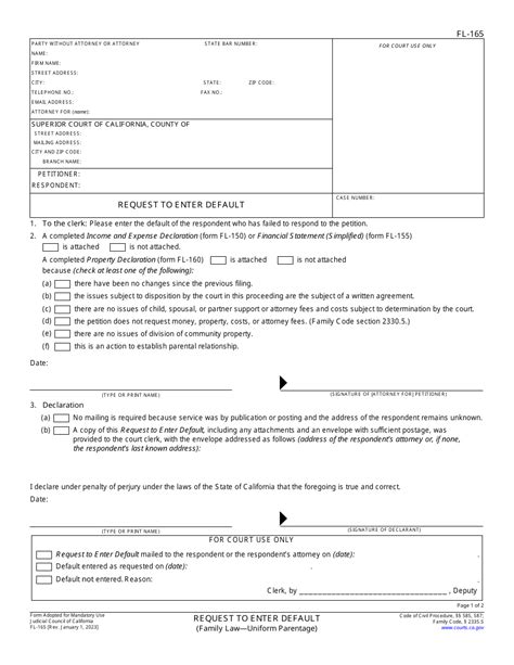 Form FL165 Download Fillable PDF or Fill Online Request to Enter