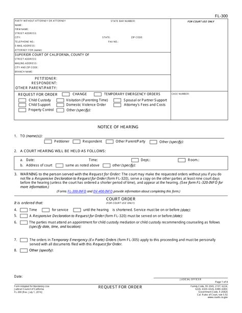 Form FL300 Download Fillable PDF or Fill Online Request for Order