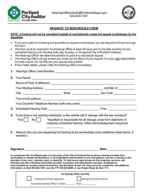 Form FL307 Download Fillable PDF or Fill Online Request to Reschedule