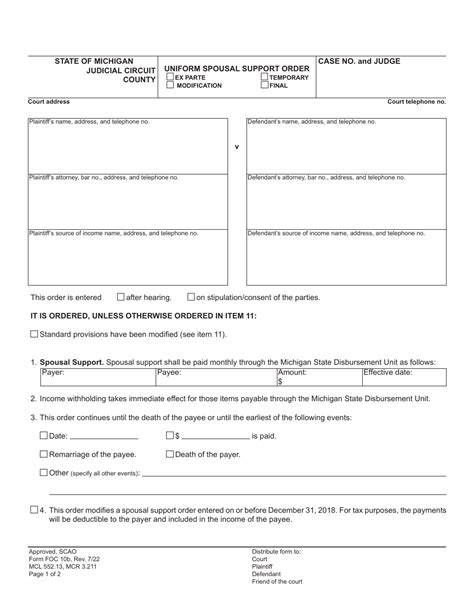 Form FOC10B Download Fillable PDF or Fill Online Uniform Spousal