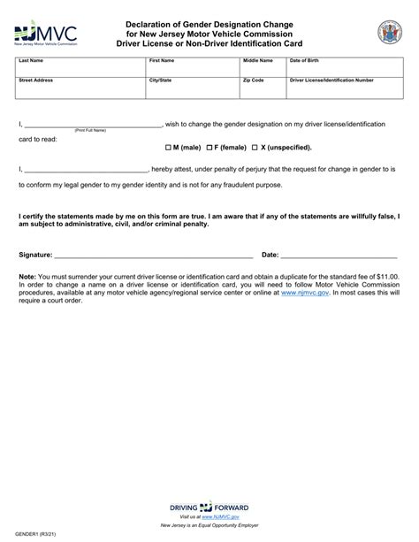 Form GENDER1 Download Fillable PDF or Fill Online Declaration of Gender