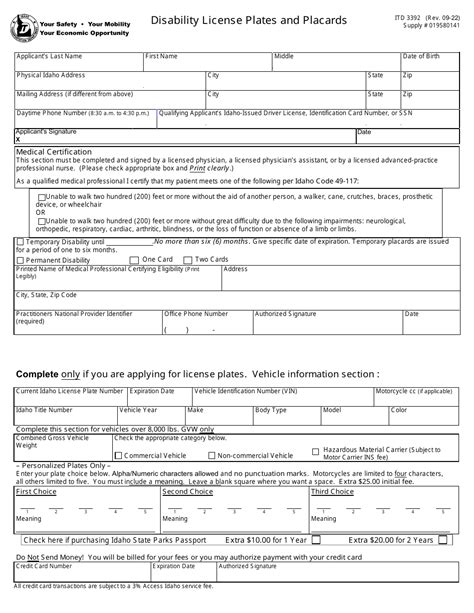 Form ITD3392 Download Fillable PDF or Fill Online Disability License