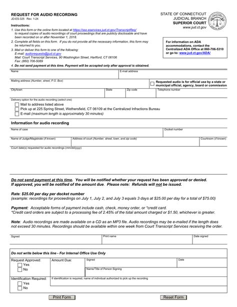 Form JDES325 Download Fillable PDF or Fill Online Request for Audio