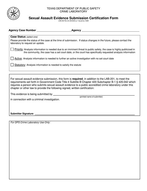 Form LAB206 Download Printable PDF or Fill Online Sexual Assault
