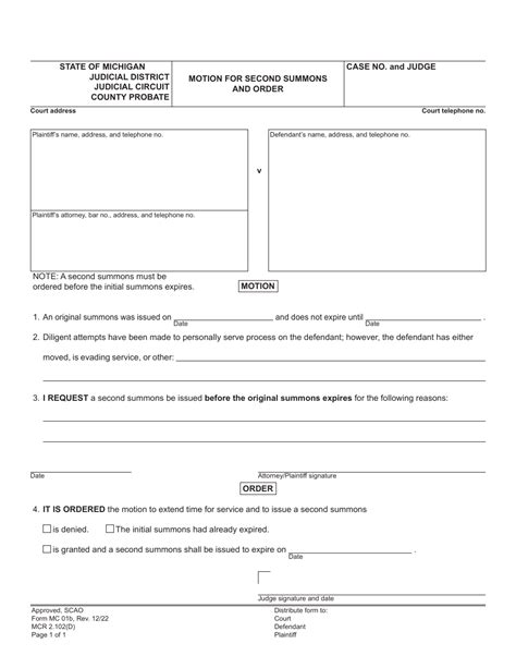 Form MC01B Download Fillable PDF or Fill Online Motion for Second