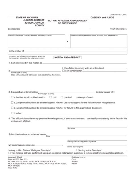 Form MC230 Download Fillable PDF or Fill Online Motion and/or Order to