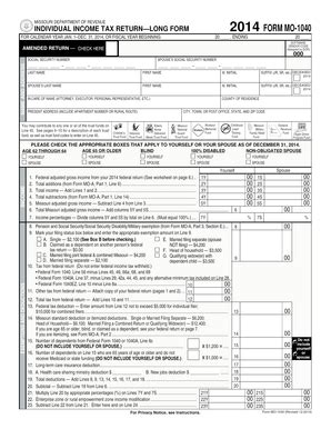 Form Mo1040 Individual Tax Return Long Form 2014